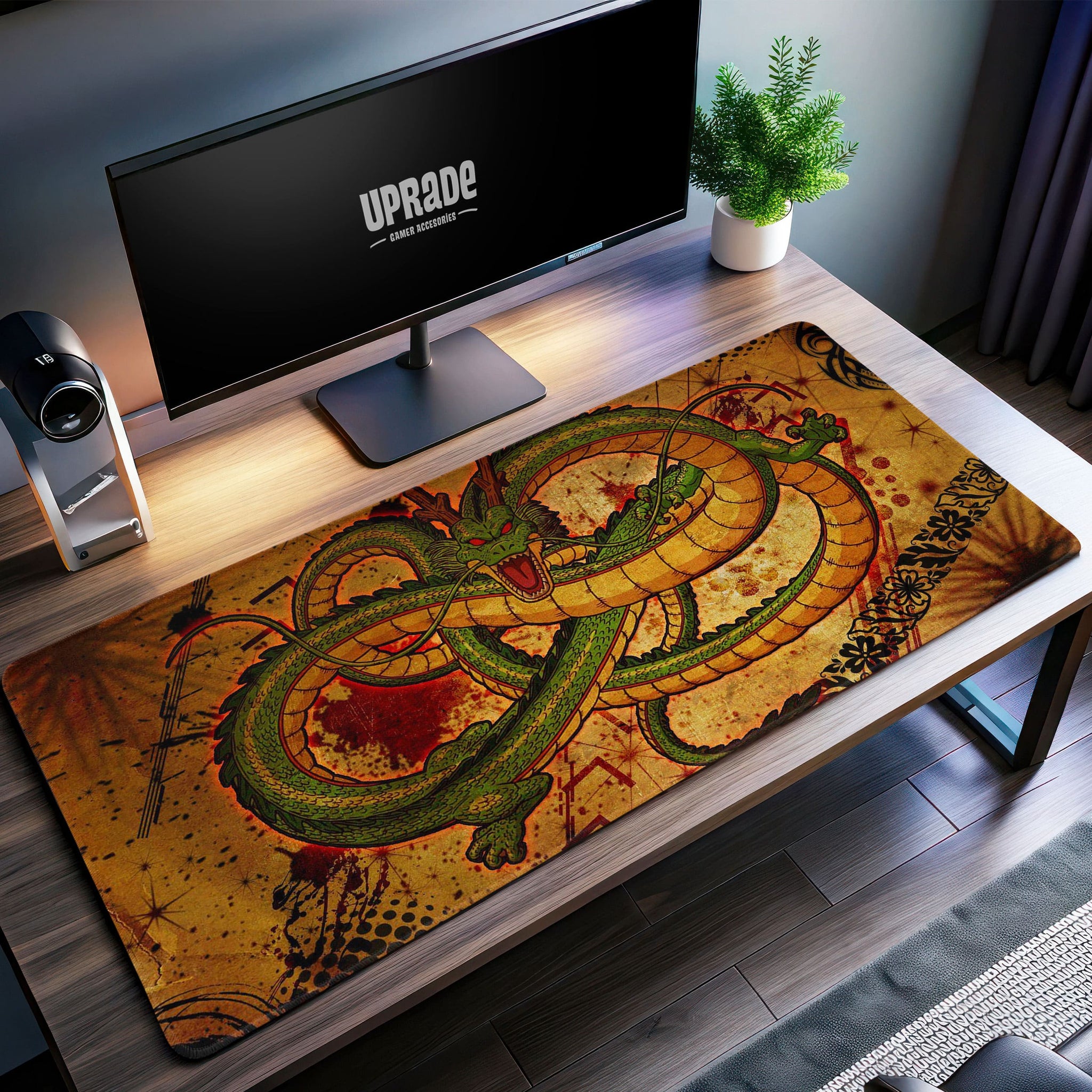 Shenron Vintage Desk Mat, Dragon Ball Z Inspired Mouse Pad