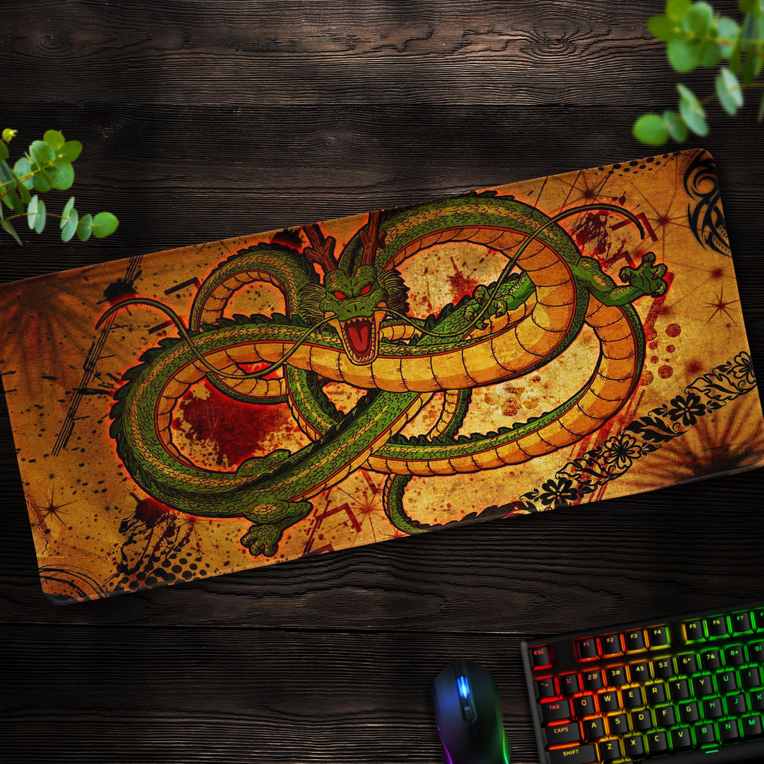 Shenron Vintage Desk Mat, Dragon Ball Z Inspired Mouse Pad