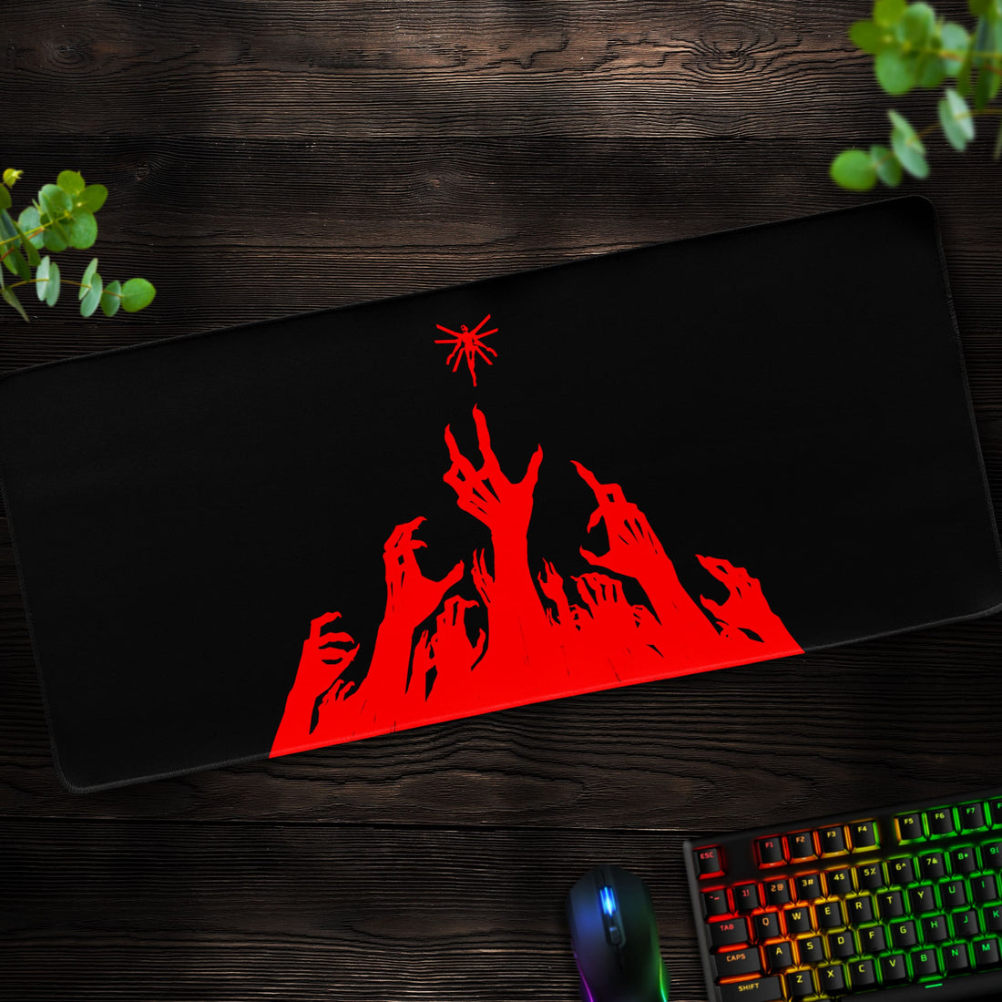 Ultrakill Reaching Hands Desk Mat, Red Contrast Mouse Pad