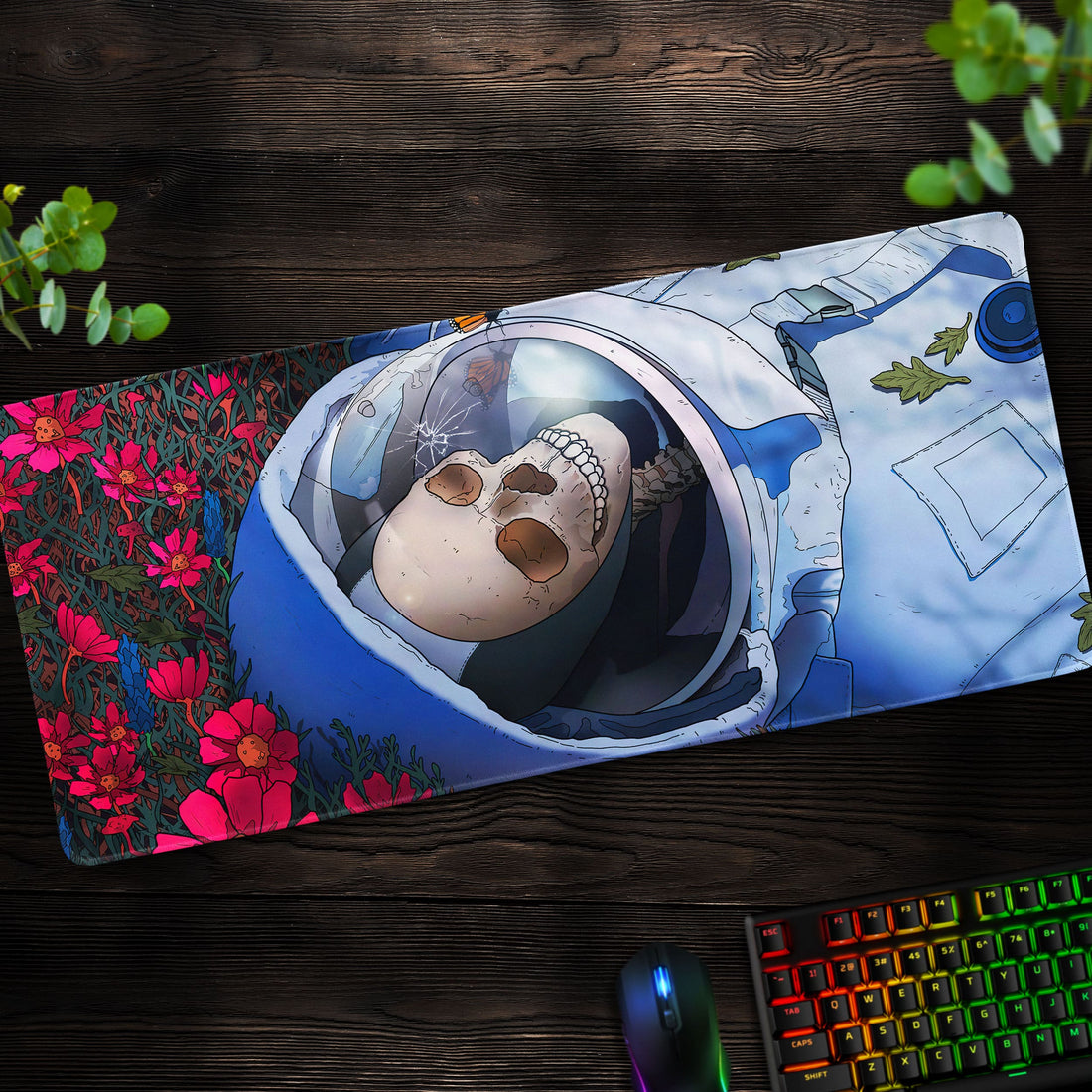 Astronaut's Legacy Desk Mat, Cosmic Bloom Mouse Pad