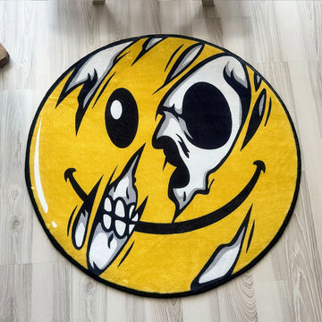 Skull Emoji Area Rug, Bold Decorative Carpet