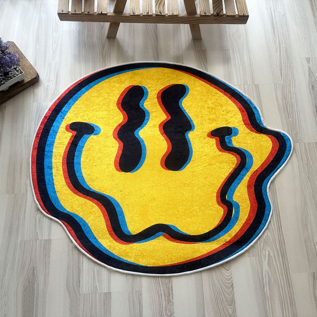 Smile Acid Trippy Decorative Shaped Soft Rug