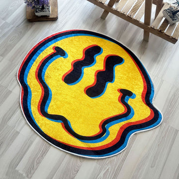 Smile Acid Trippy Decorative Shaped Soft Rug