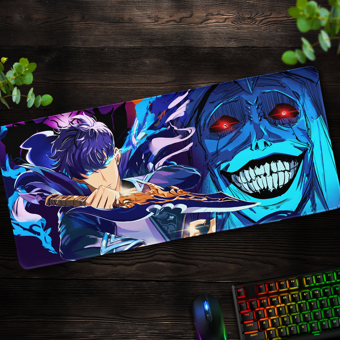 Solo Leveling Desk Mat, Sung Jin-Woo & Monarch of Frost Mouse Pad