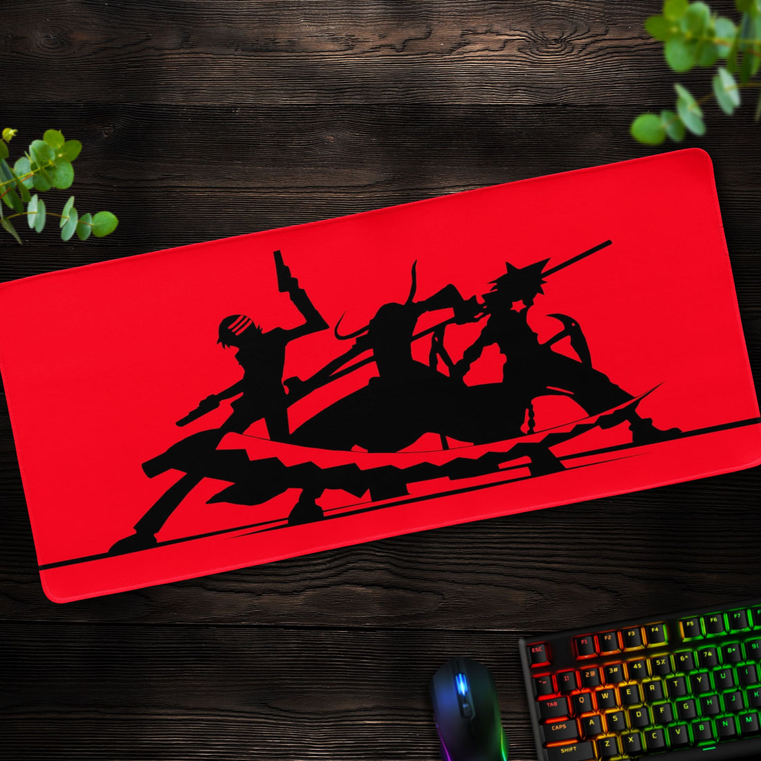 Soul Eater Silhouette Desk Mat, Red & Black Mouse Pad