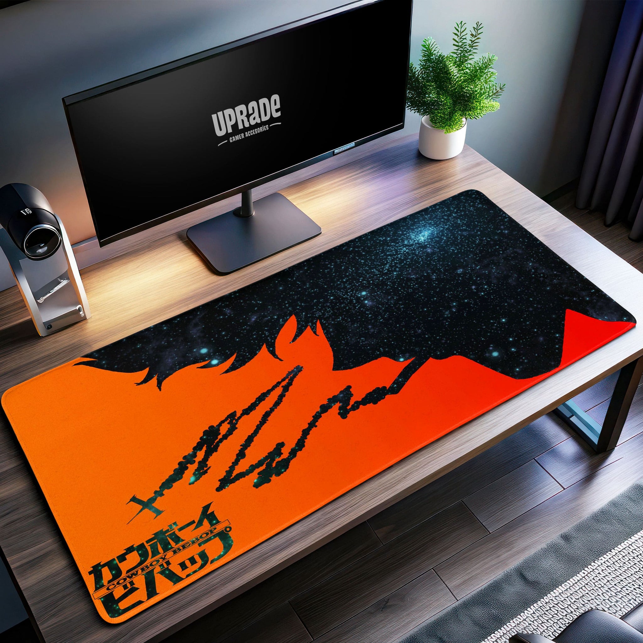 Spike Silhouette Desk Mat, Cowboy Bebop Inspired Mouse Pad