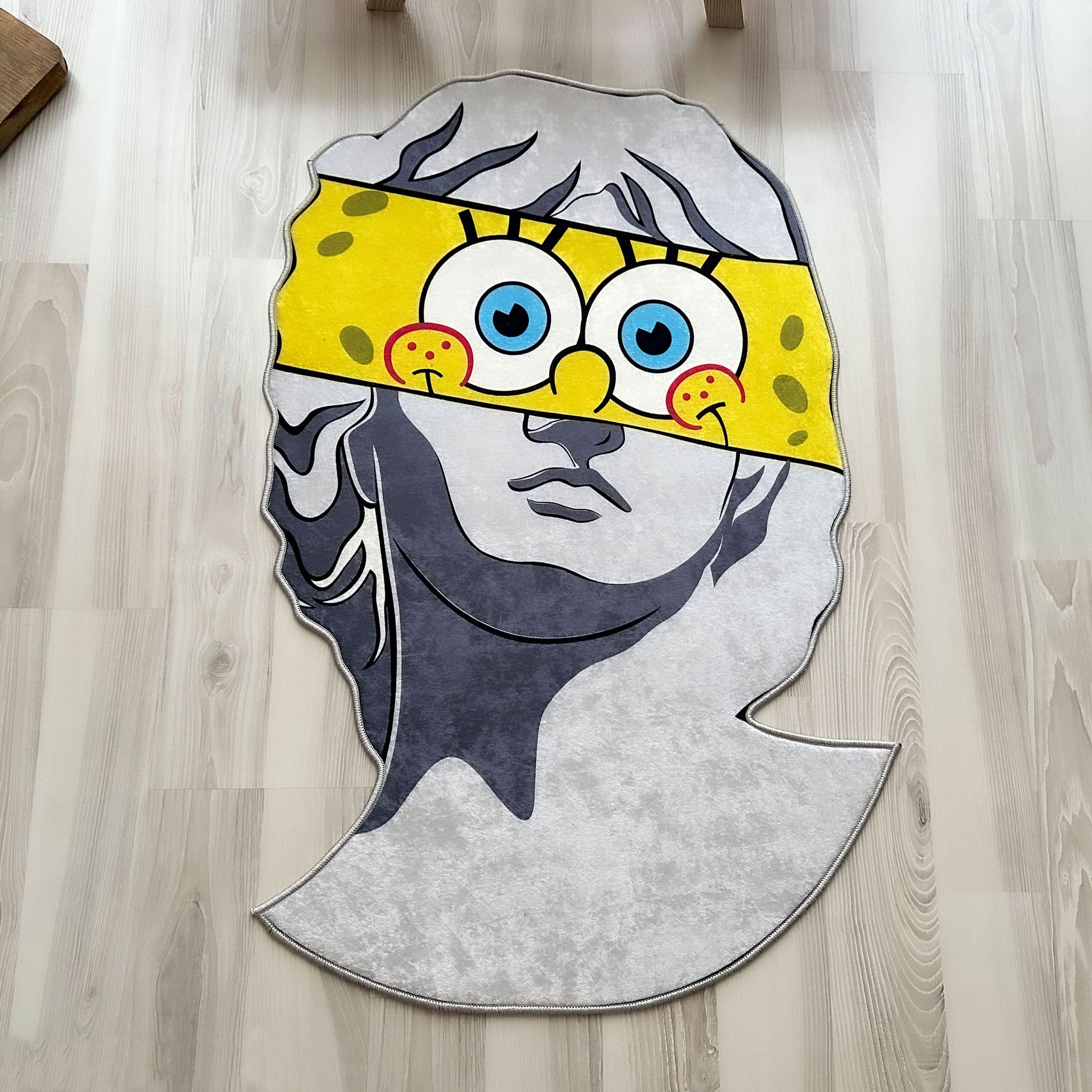 SpongeBob Meets Statue Art Soft Shaped Rug