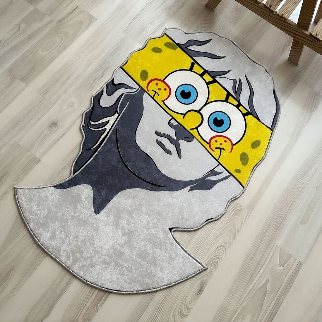 SpongeBob Meets Statue Art Soft Shaped Rug