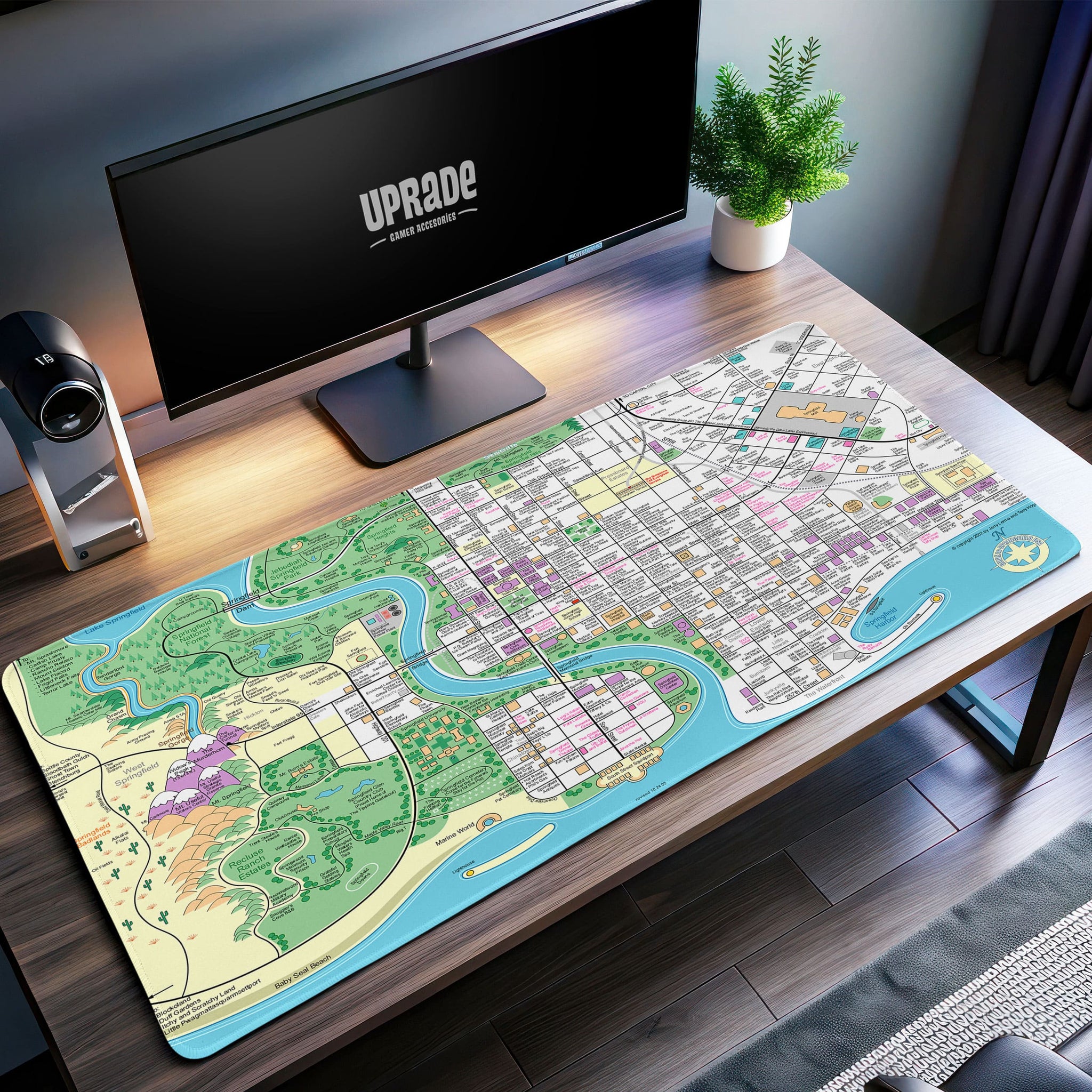 Springfield Map Desk Mat, Simpsons City Mouse Pad