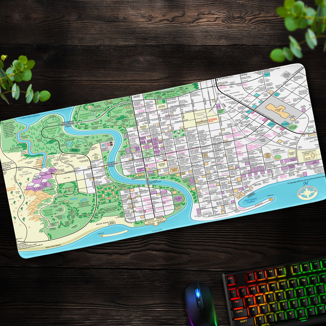 Springfield Map Desk Mat, Simpsons City Mouse Pad