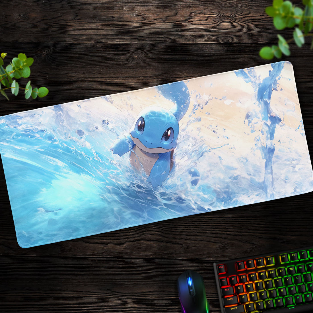 Squirtle Ocean Splash Desk Mat, Water Adventure Mouse Pad