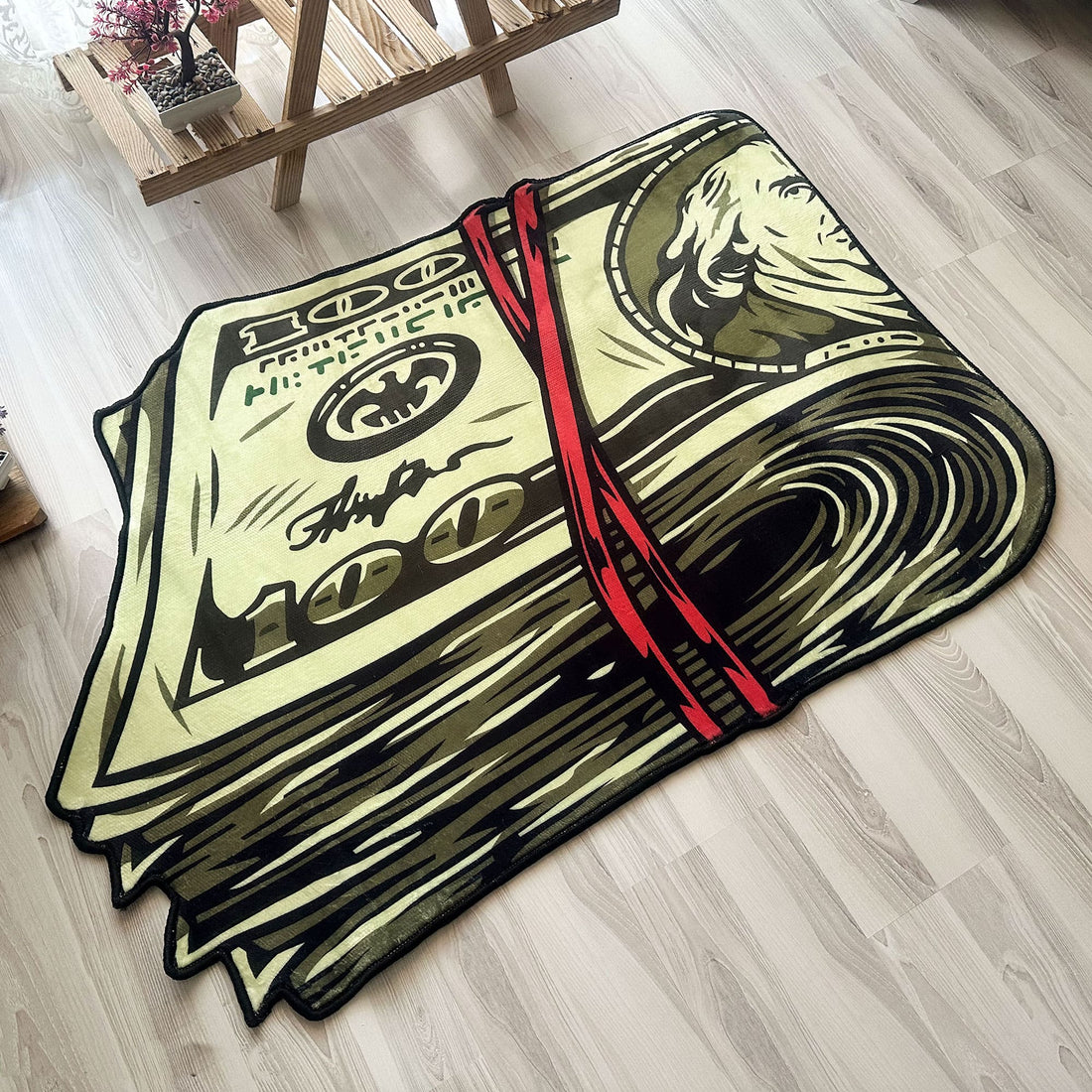 Stack of Dollars Money Shaped Soft Rug