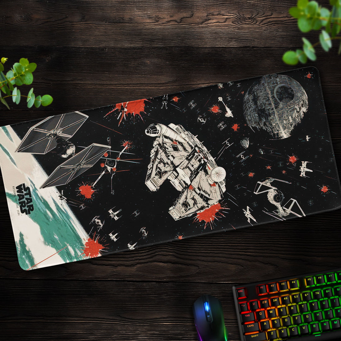 Star Wars Millennium Falcon Desk Mat, Death Star Battle Mouse Pad