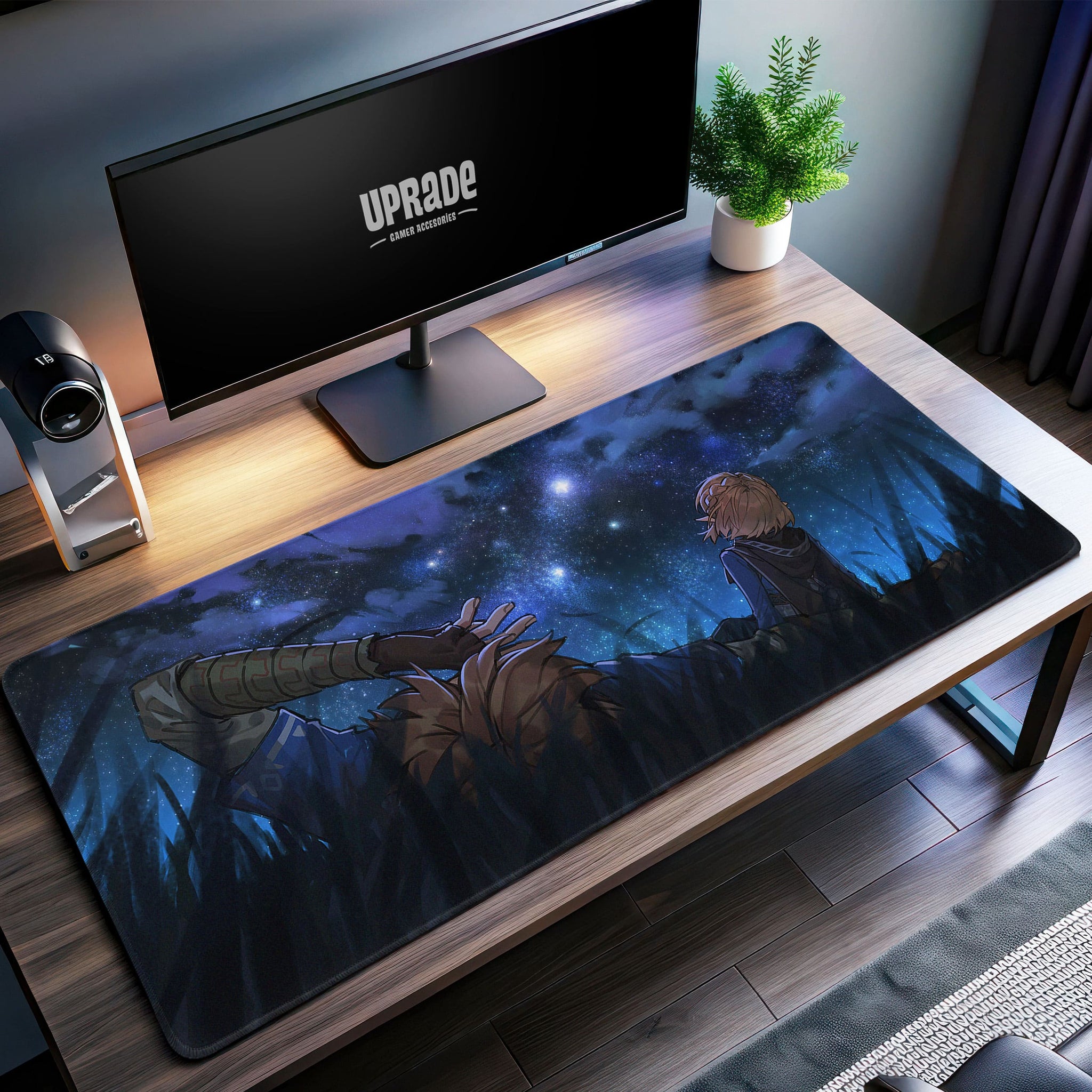 Starlit Journey Desk Mat, Zelda Stargazing Mouse Pad