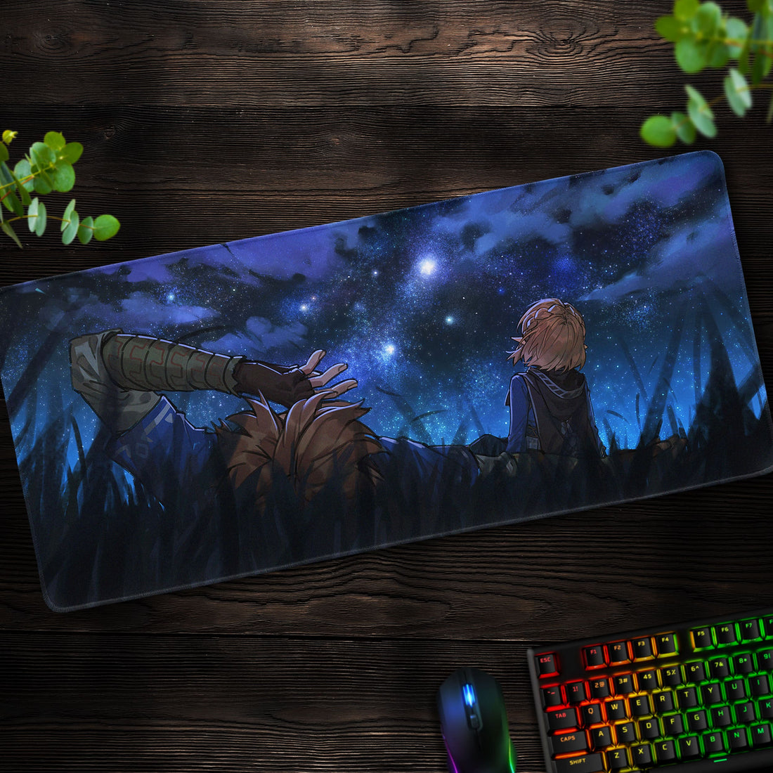 Starlit Journey Desk Mat, Zelda Stargazing Mouse Pad