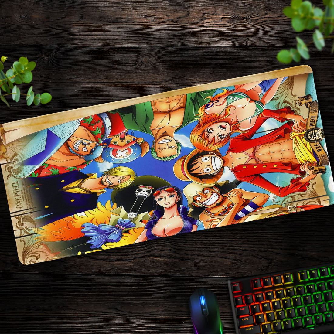 One Piece Straw Hat Crew Desk Mat, Vibrant Pirate Mouse Pad