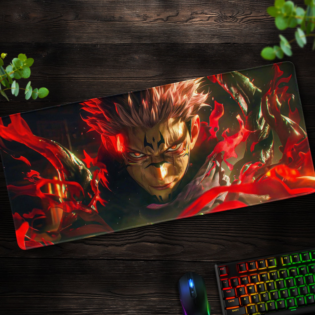 Sukuna Cursed King Desk Mat, Jujutsu Kaisen Mouse Pad