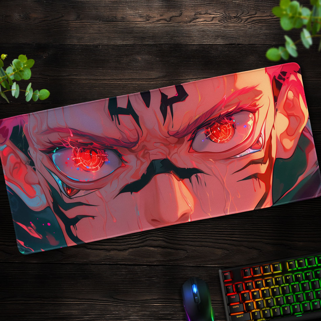 Sukuna Intense Stare Desk Mat, Jujutsu Kaisen Mouse Pad