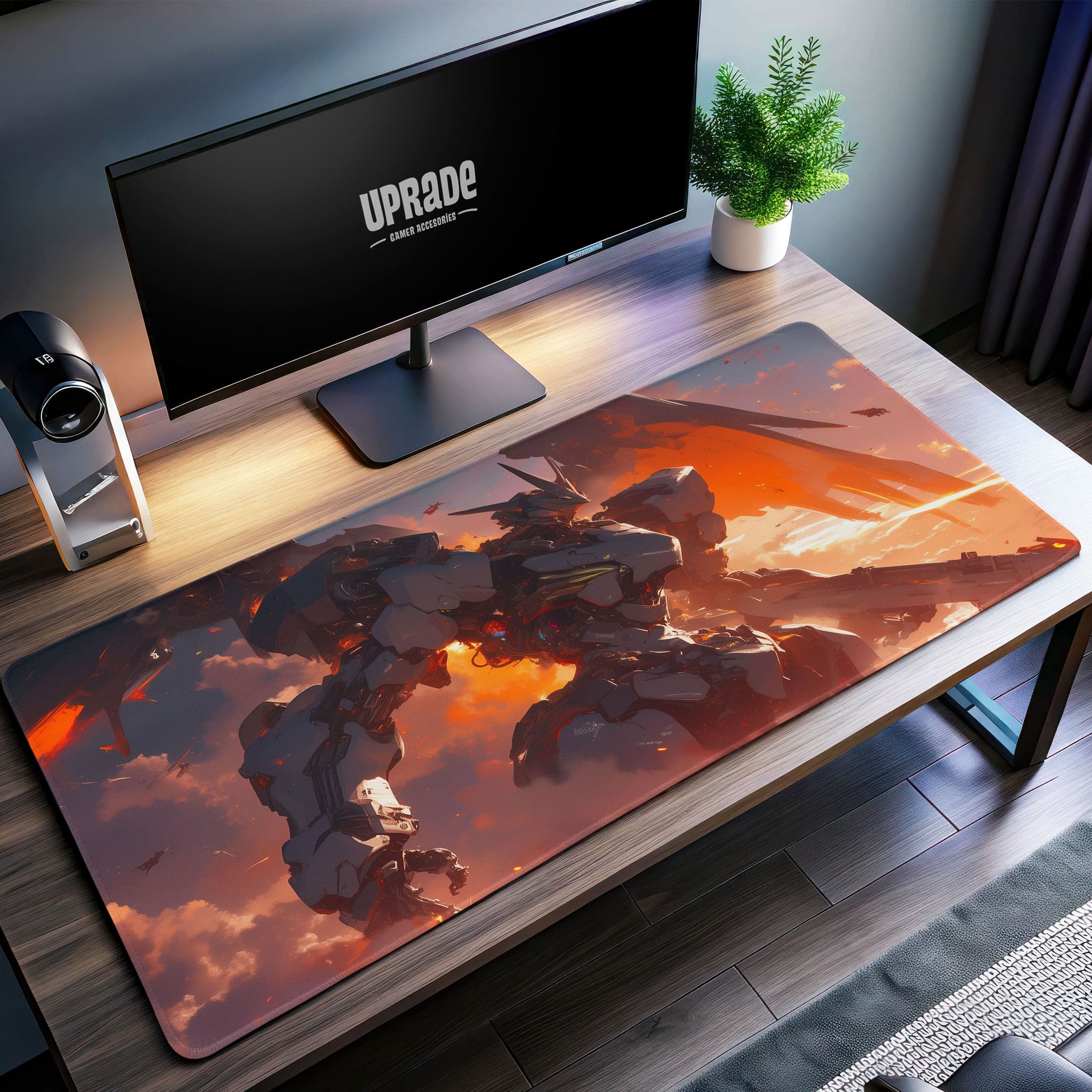 Gundam Sunset Battle Desk Mat, Mecha Warrior Mouse Pad