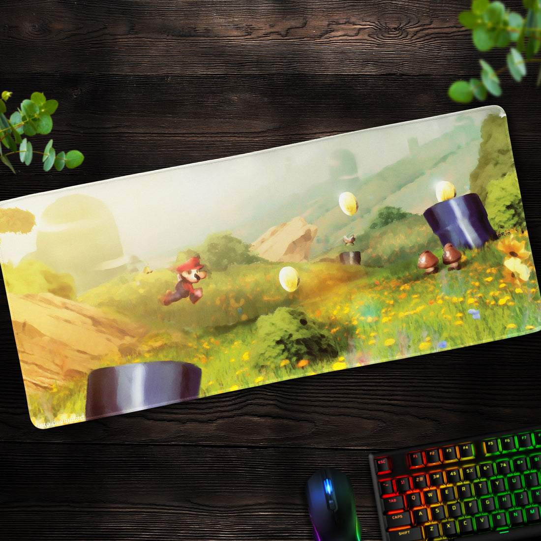 Super Mario Adventure Desk Mat, Mushroom Kingdom Mouse Pad