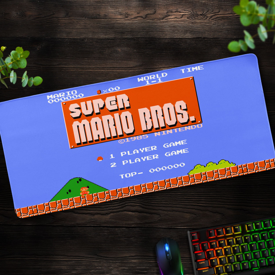 Super Mario Bros Startbildschirm Schreibtischunterlage, Retro Gamer Mauspad