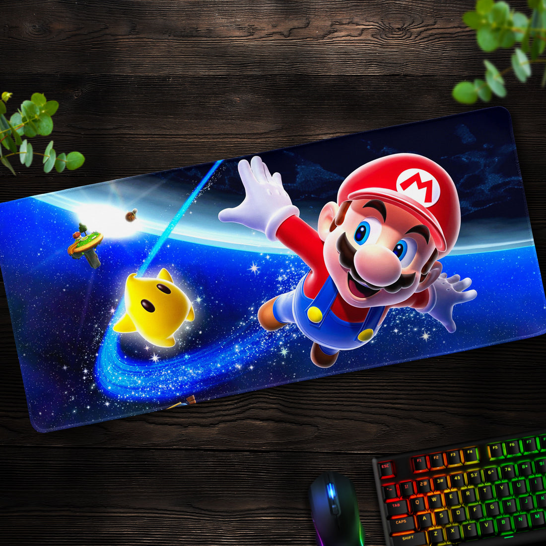 Super Mario Galaxy Desk Mat, Starry Mouse Pad