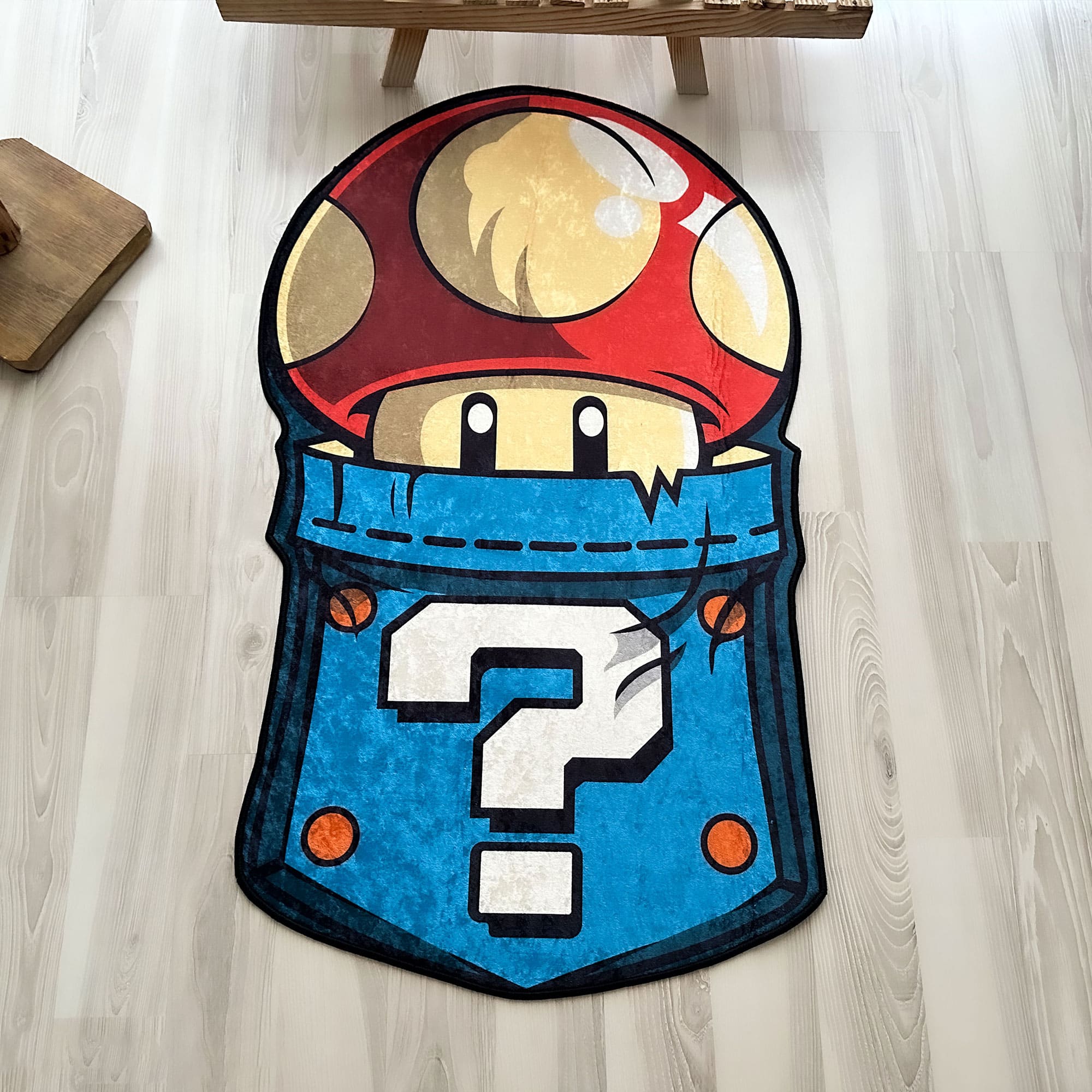 Super Mario Mushroom Gamer Room Shaped Soft Rug