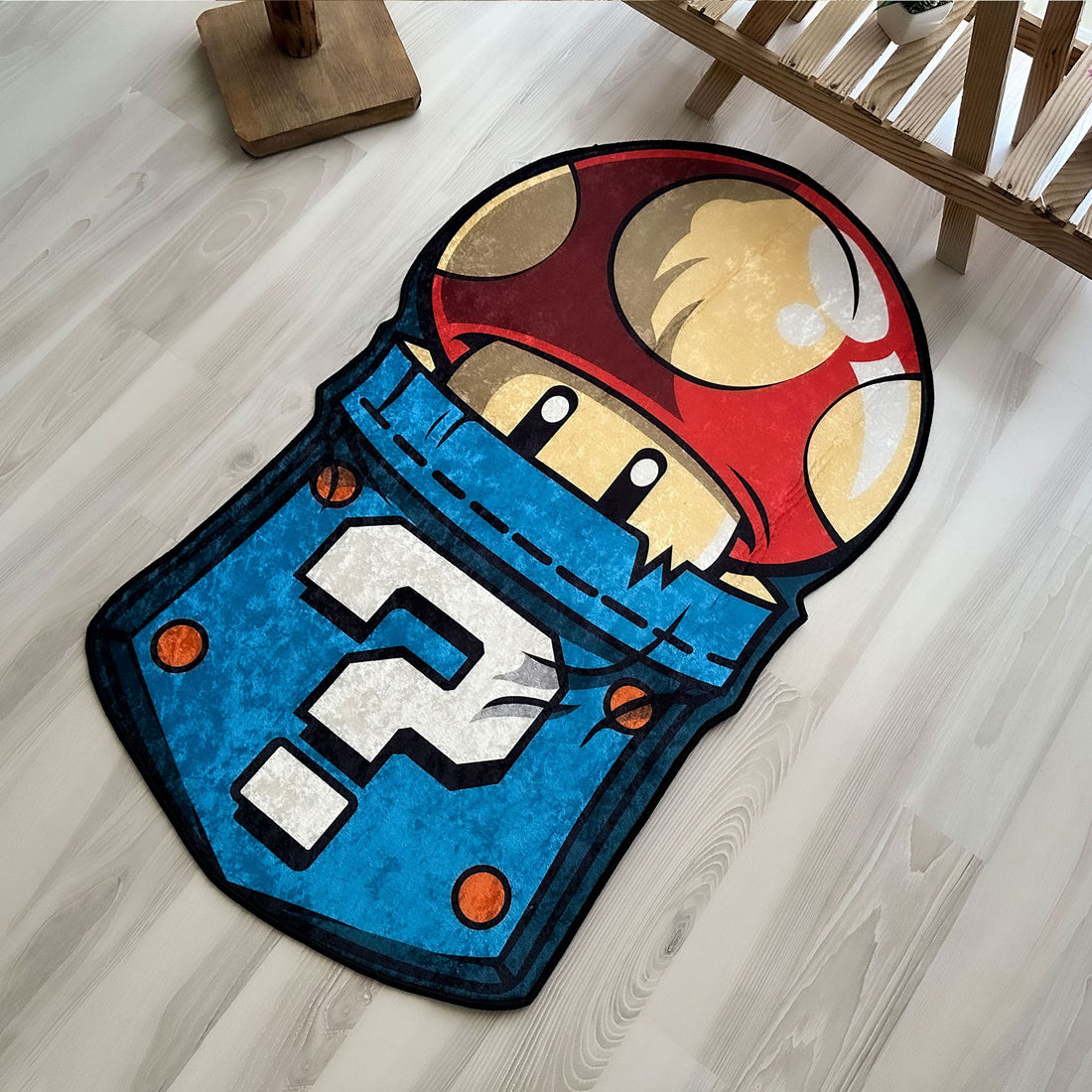 Super Mario Mushroom Gamer Room Shaped Soft Rug