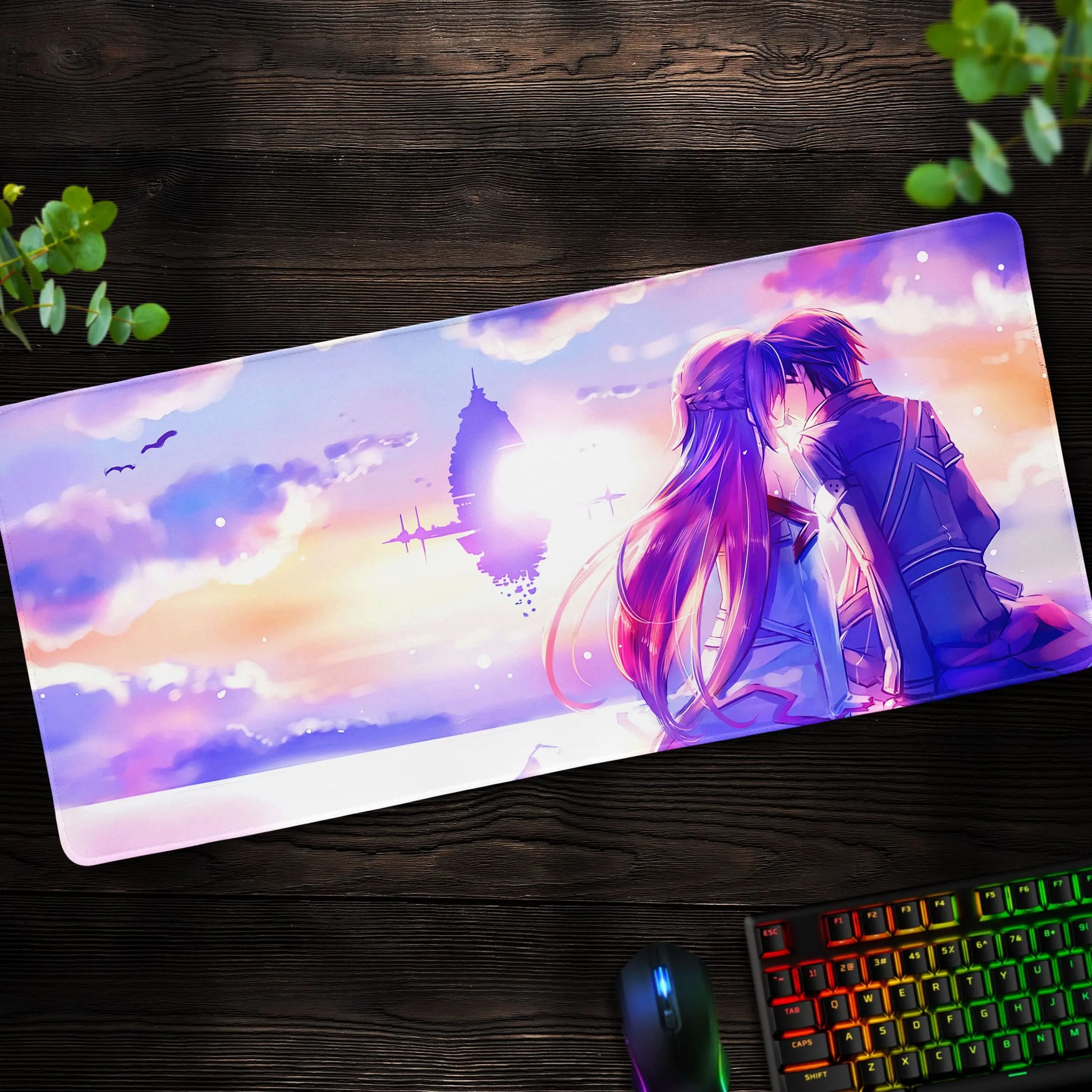 Sword Art Online Sunset Desk Mat, Kirito & Asuna Romance Mouse Pad - Cocoon Markt