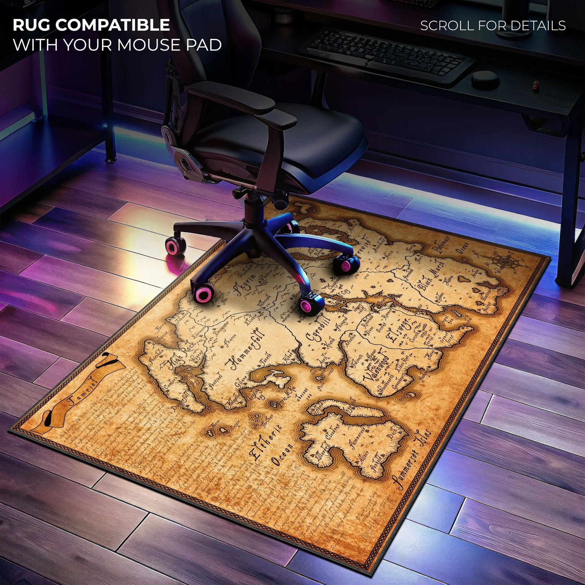 Tamriel Skyrim Map Desk Mat, Elder Scrolls Gaming Mouse Pad - Cocoon Markt
