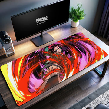 Tanjiro Flame Blade Desk Mat, Demon Slayer Mouse Pad