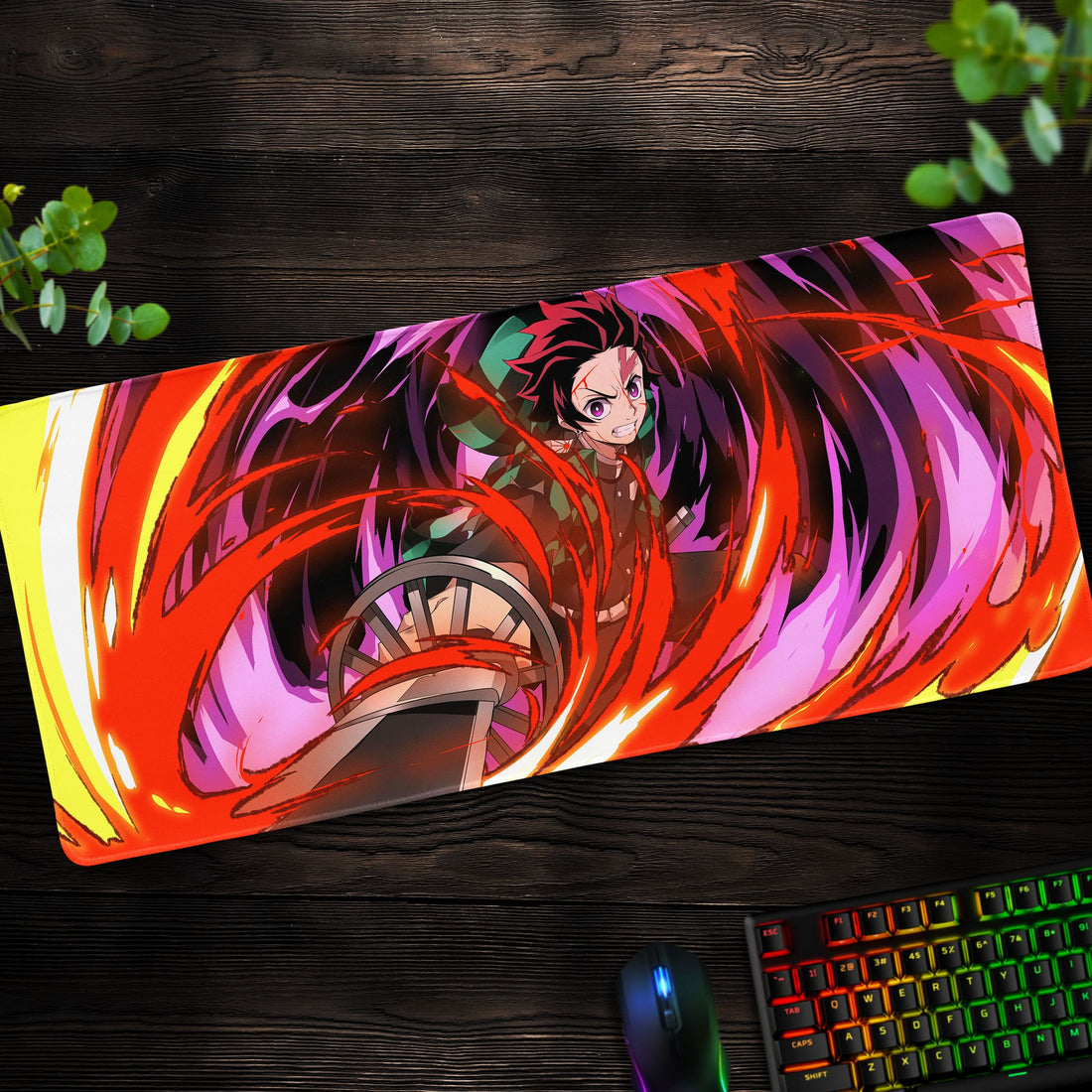 Tanjiro Flame Blade Desk Mat, Demon Slayer Mouse Pad