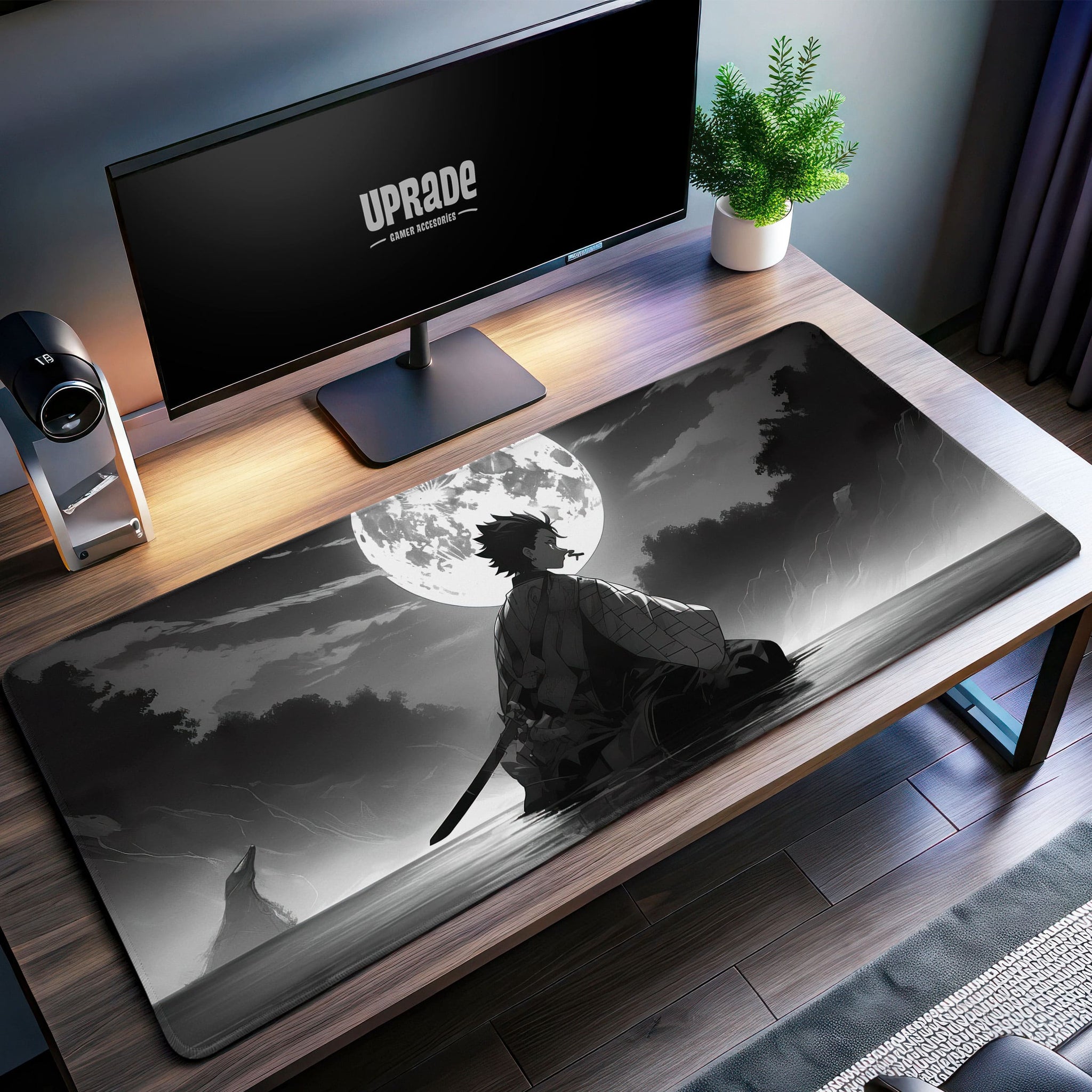 Tanjiro Moonlit Desk Mat, Demon Slayer Anime Mouse Pad