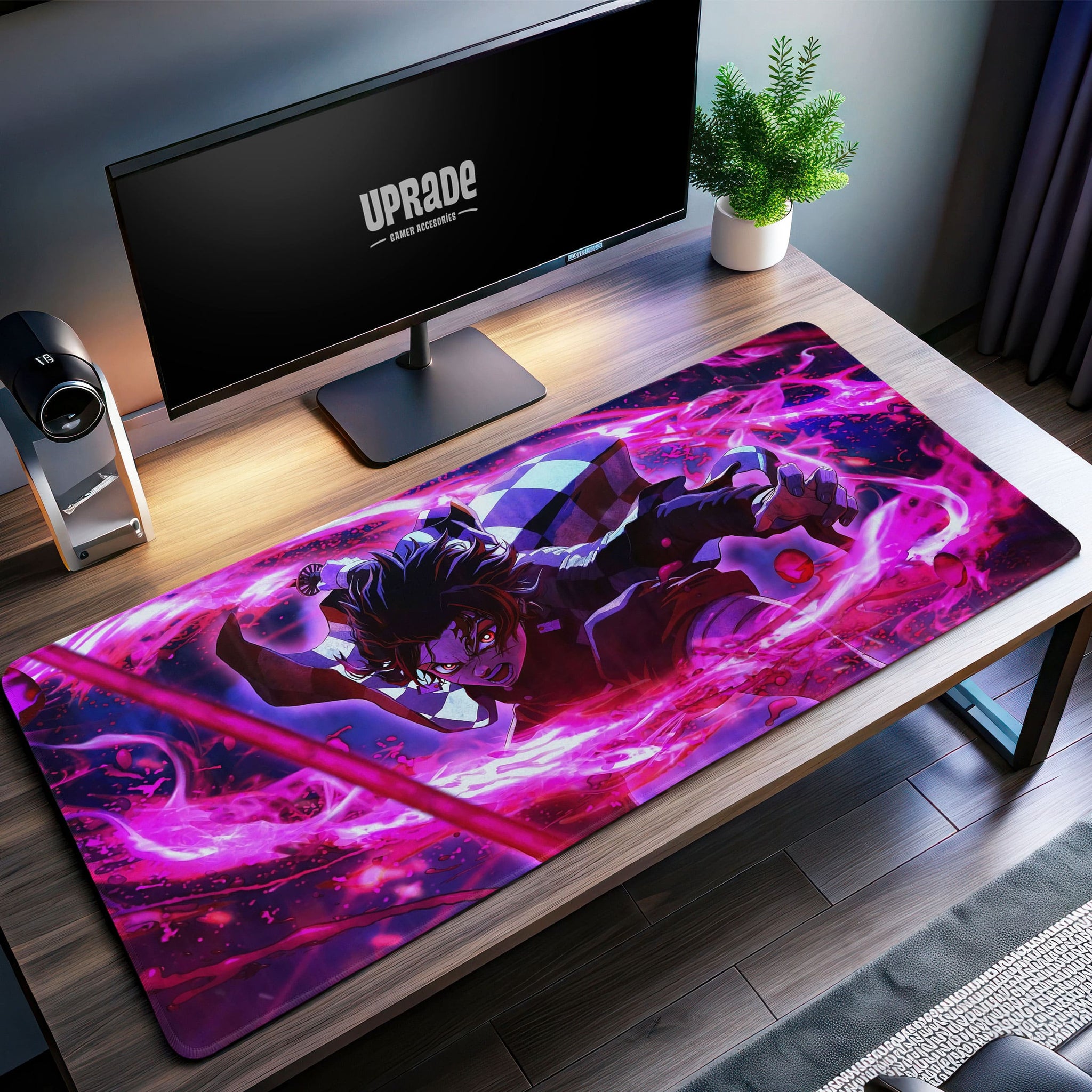 Tanjiro Flame Breathing Desk Mat, Demon Slayer Anime Mouse Pad