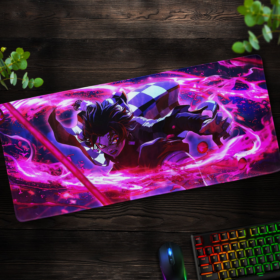 Tanjiro Flame Breathing Desk Mat, Demon Slayer Anime Mouse Pad