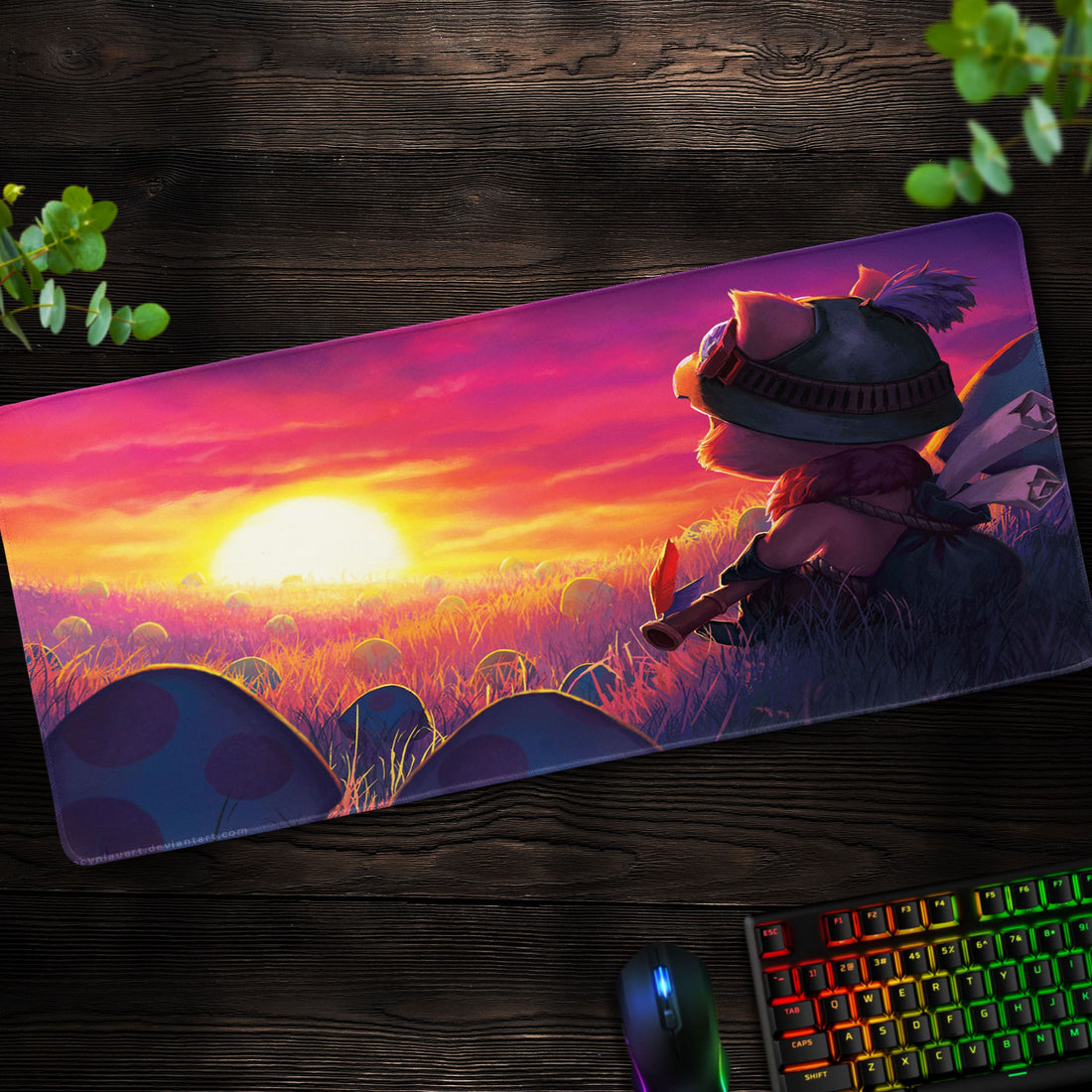 Teemo Sunset Desk Mat, League of Legends Mouse Pad