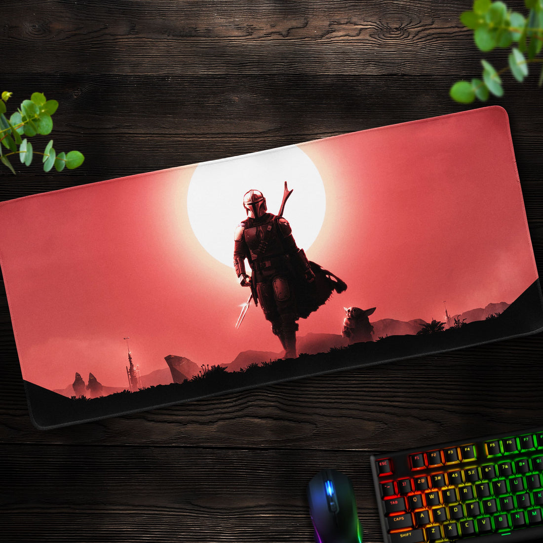 Mandalorian Sunset Desk Mat, Star Wars Mouse Pad