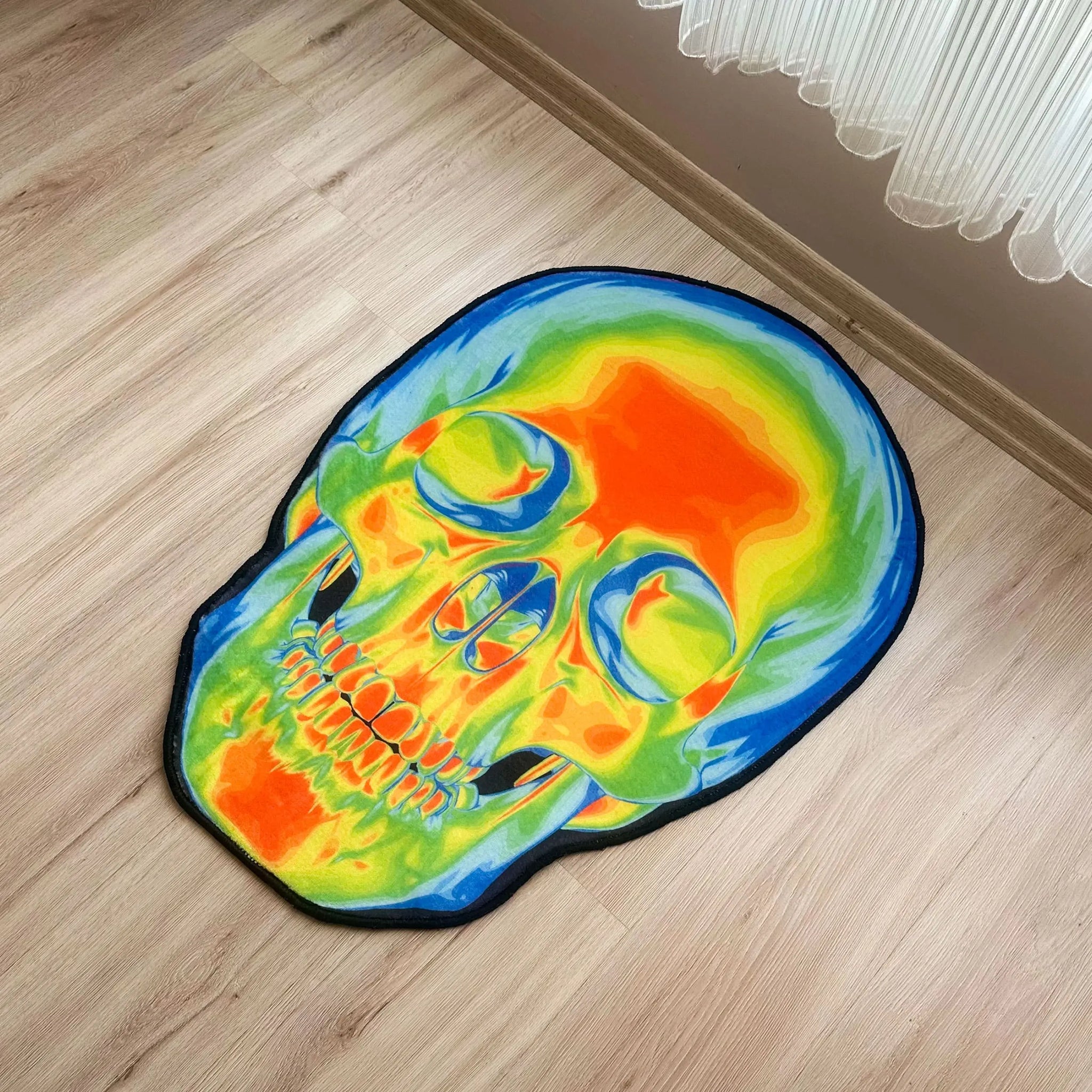 Thermal Skull Rug, Vibrant Heatmap-Inspired Decorative Carpet