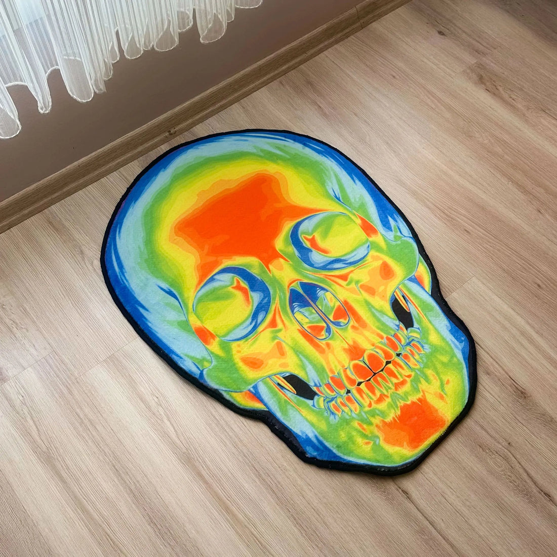 Thermal Skull Rug, Vibrant Heatmap-Inspired Decorative Carpet