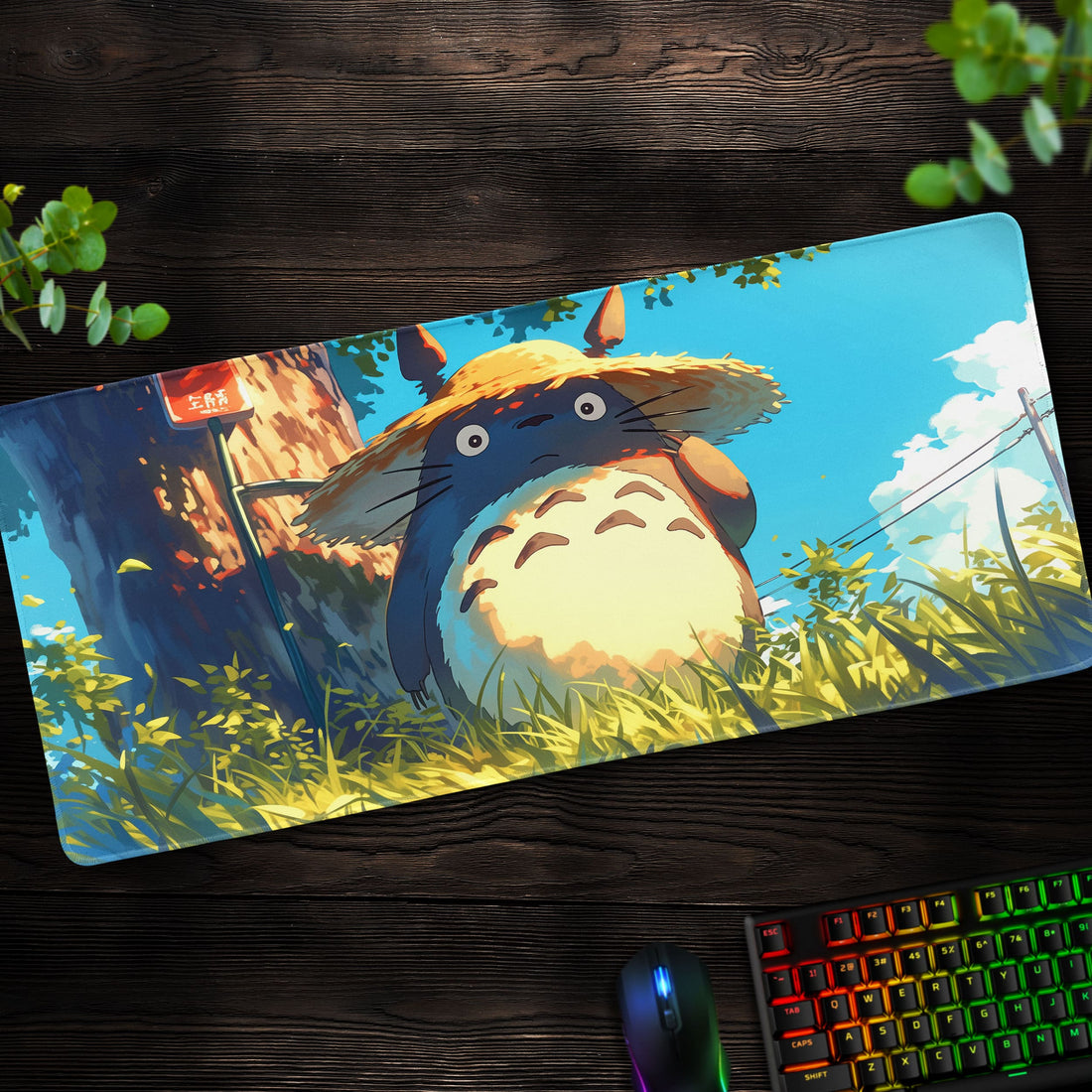 Totoro Sunny Field Desk Mat, Studio Ghibli Mouse Pad