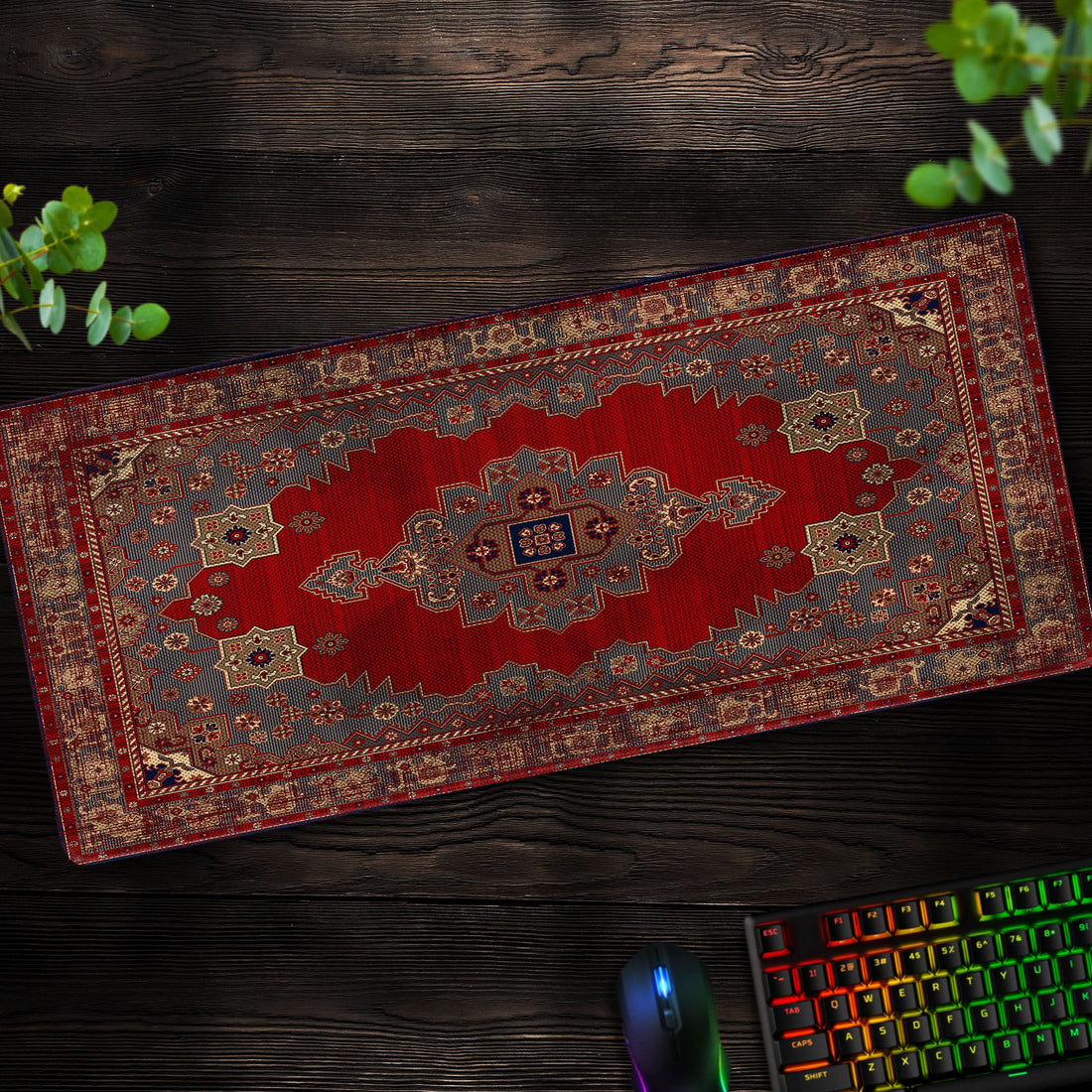 Persian Carpet Desk Mat, Vintage Rug Mouse Pad