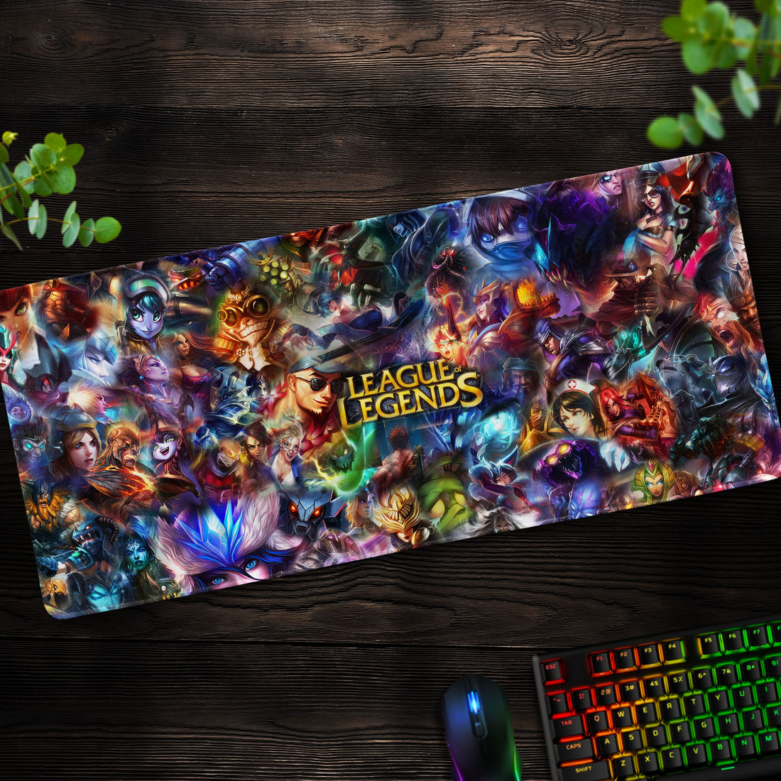 League of Legends Champions Schreibtischunterlage, Mauspad mit epischer Collage