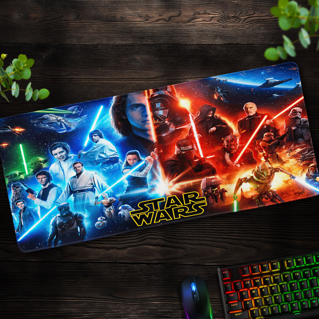 Star Wars Lightsaber Clash Desk Mat, Epic Saga Mouse Pad