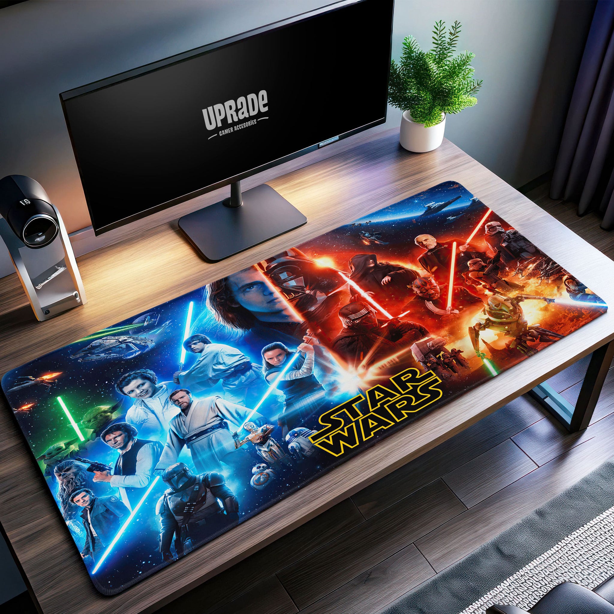 Star Wars Lightsaber Clash Desk Mat, Epic Saga Mouse Pad