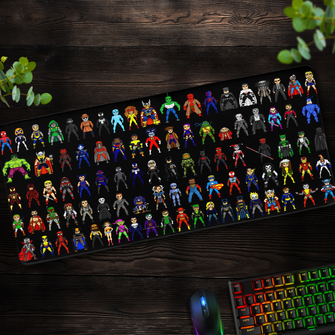 Superhero Icons Desk Mat, Comic Legends Mouse Pad