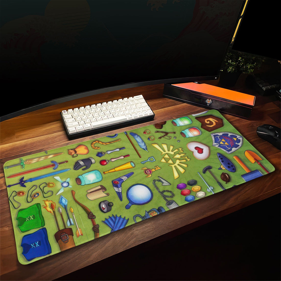 Zelda Iconic Items Desk Mat, Adventure Essentials Mouse Pad