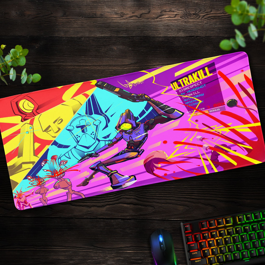 Ultrakill Desk Mat, Retro Action Mouse Pad