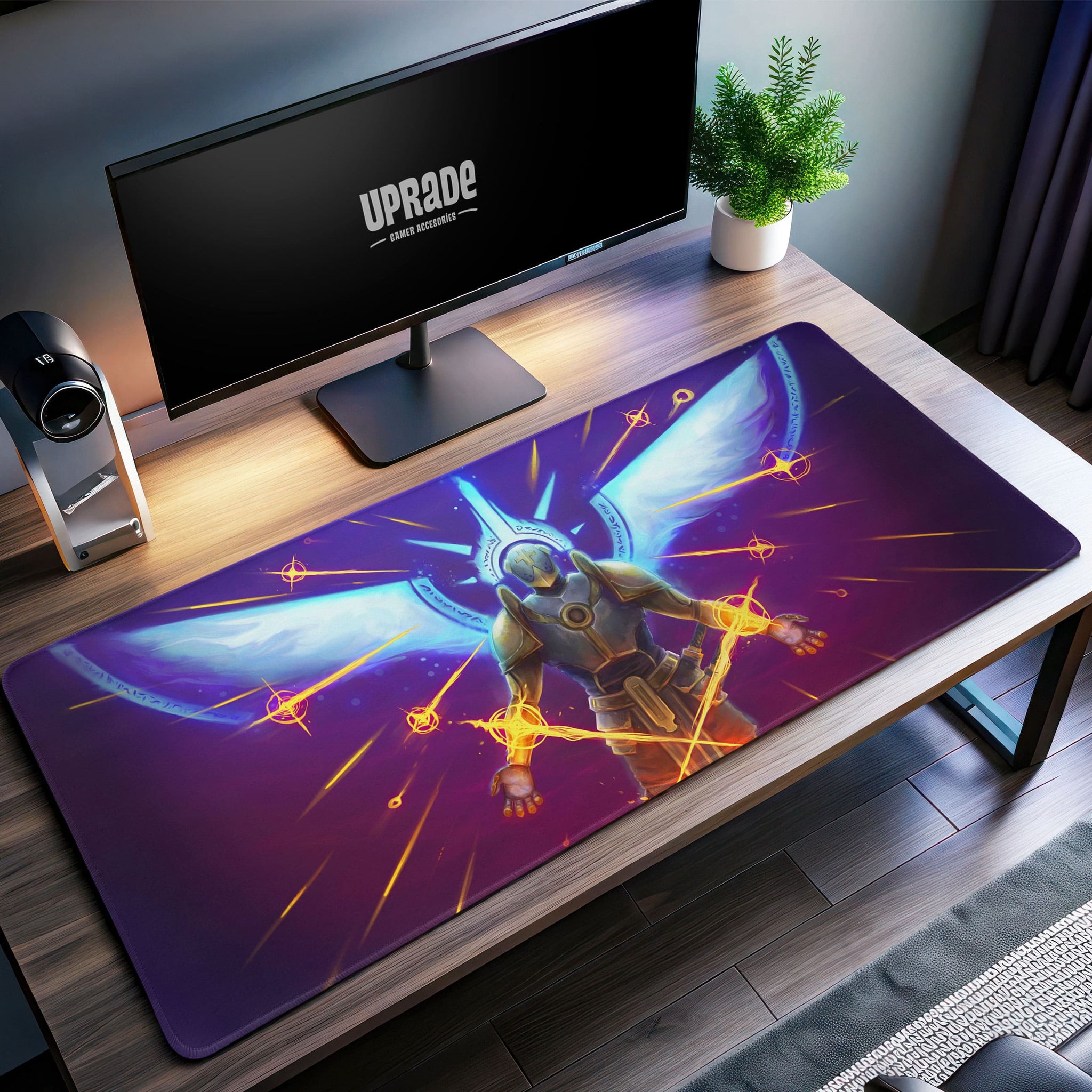 Ultrakill Angelic Form Desk Mat, Divine Neon Mouse Pad