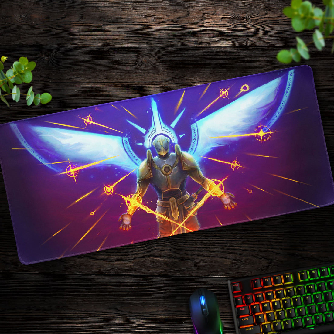 Ultrakill Angelic Form Desk Mat, Divine Neon Mouse Pad