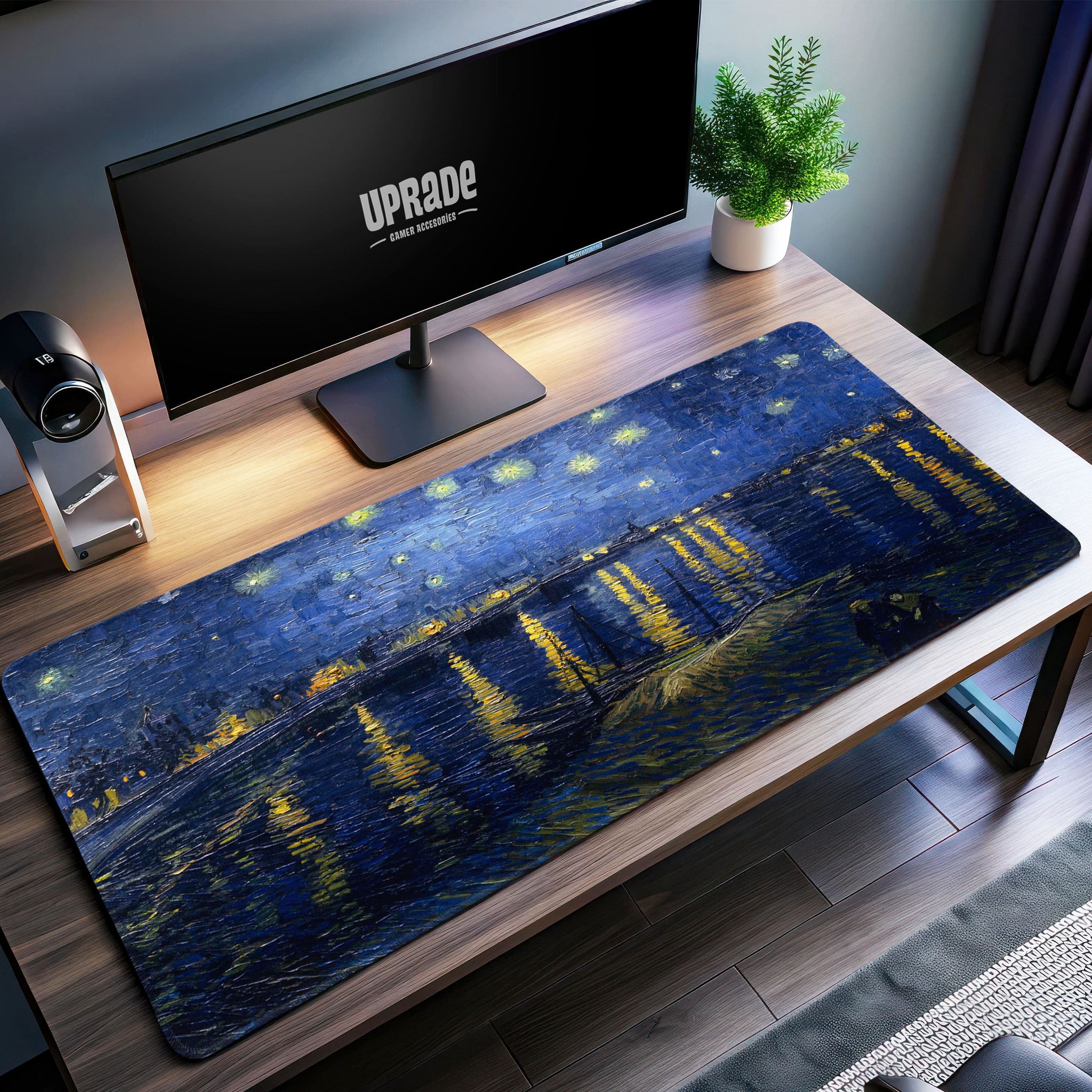 Van Gogh Starry Night Desk Mat, Artistic Mouse Pad